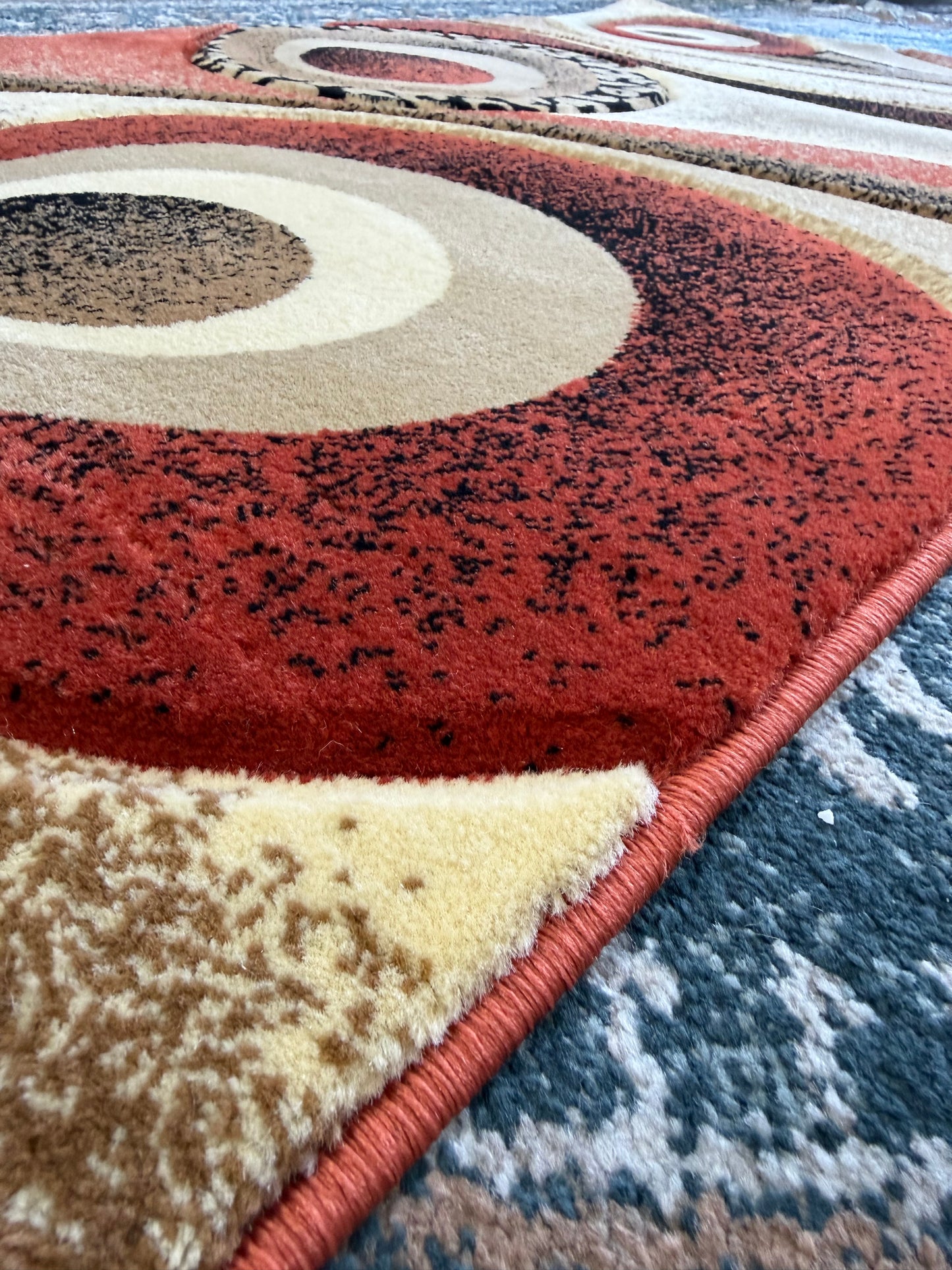 Geometric Area Rug – Terracotta Red, Beige, and Earth Tones (3x4)