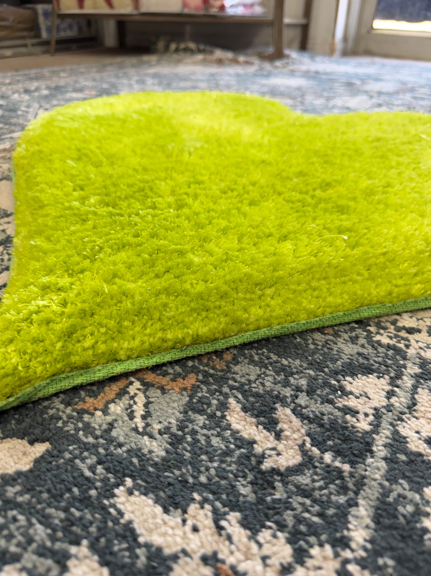 Chartreuse - Lime Heart Shag Area Rug (Heart-Shaped Accent Rug)