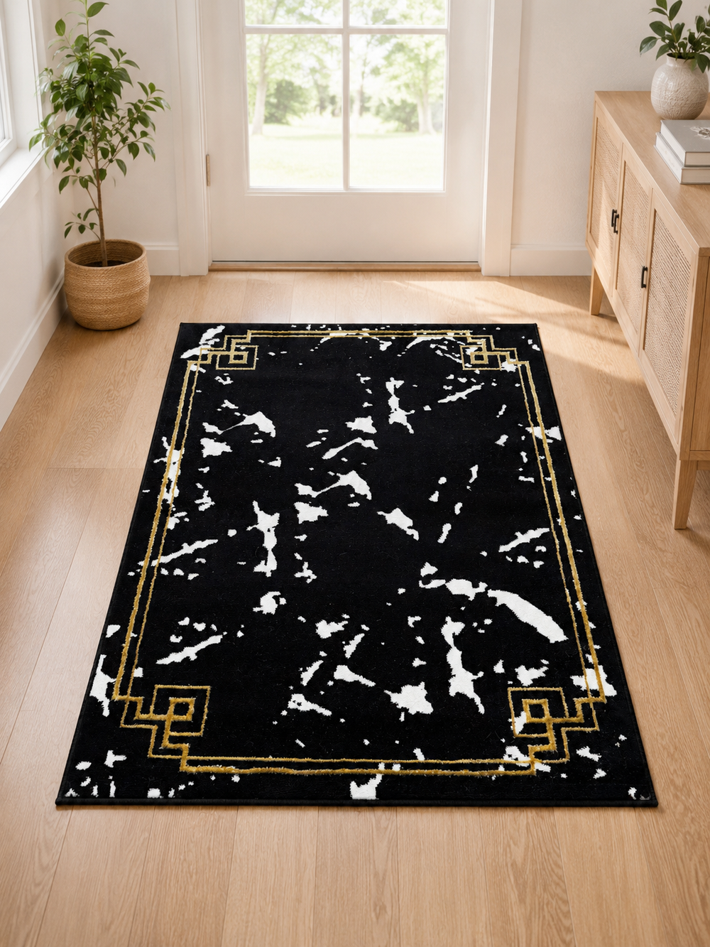 Gold Greek Key Speckle Rug