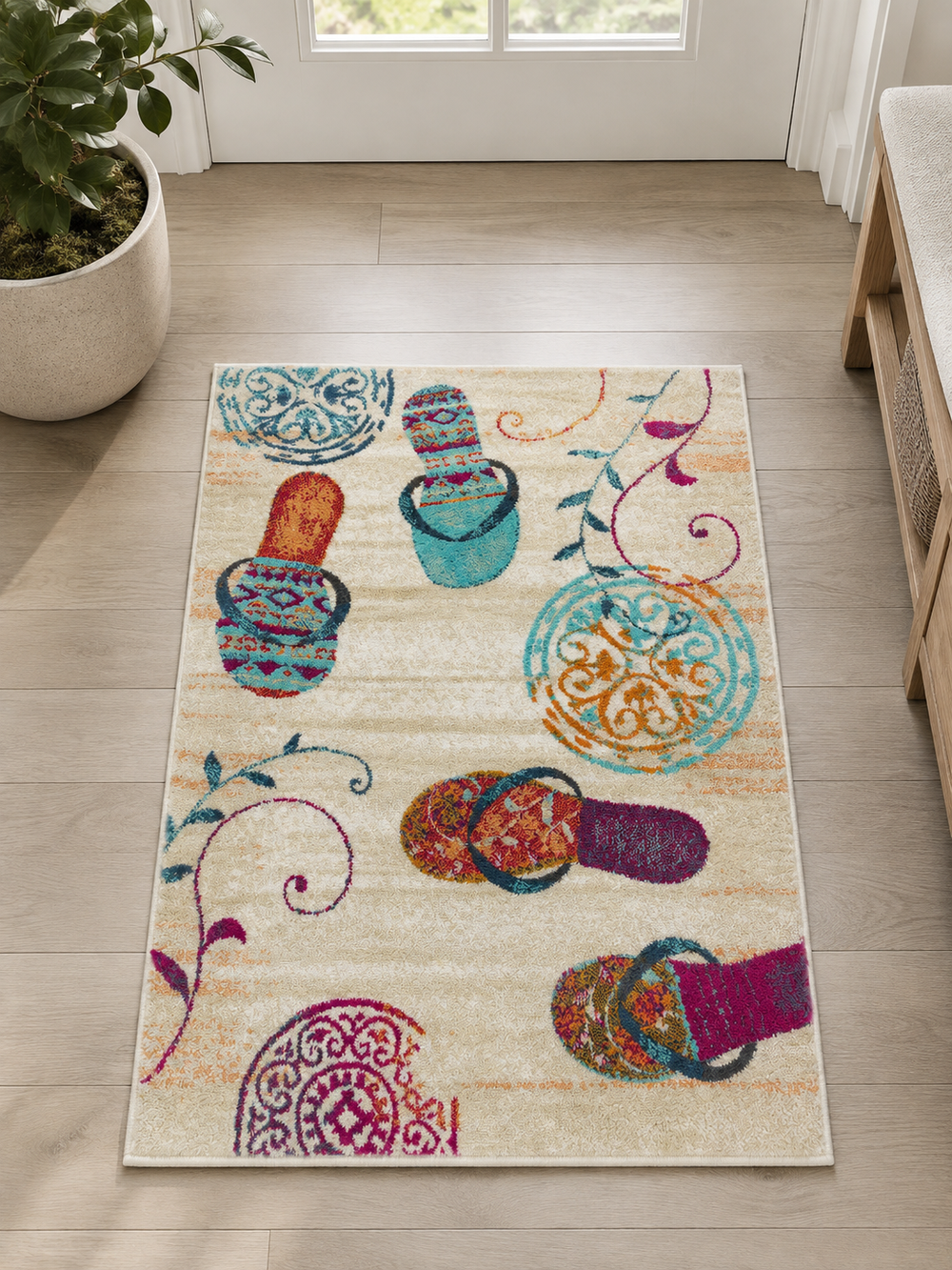 Coastal Flip Flop Medallion Rug