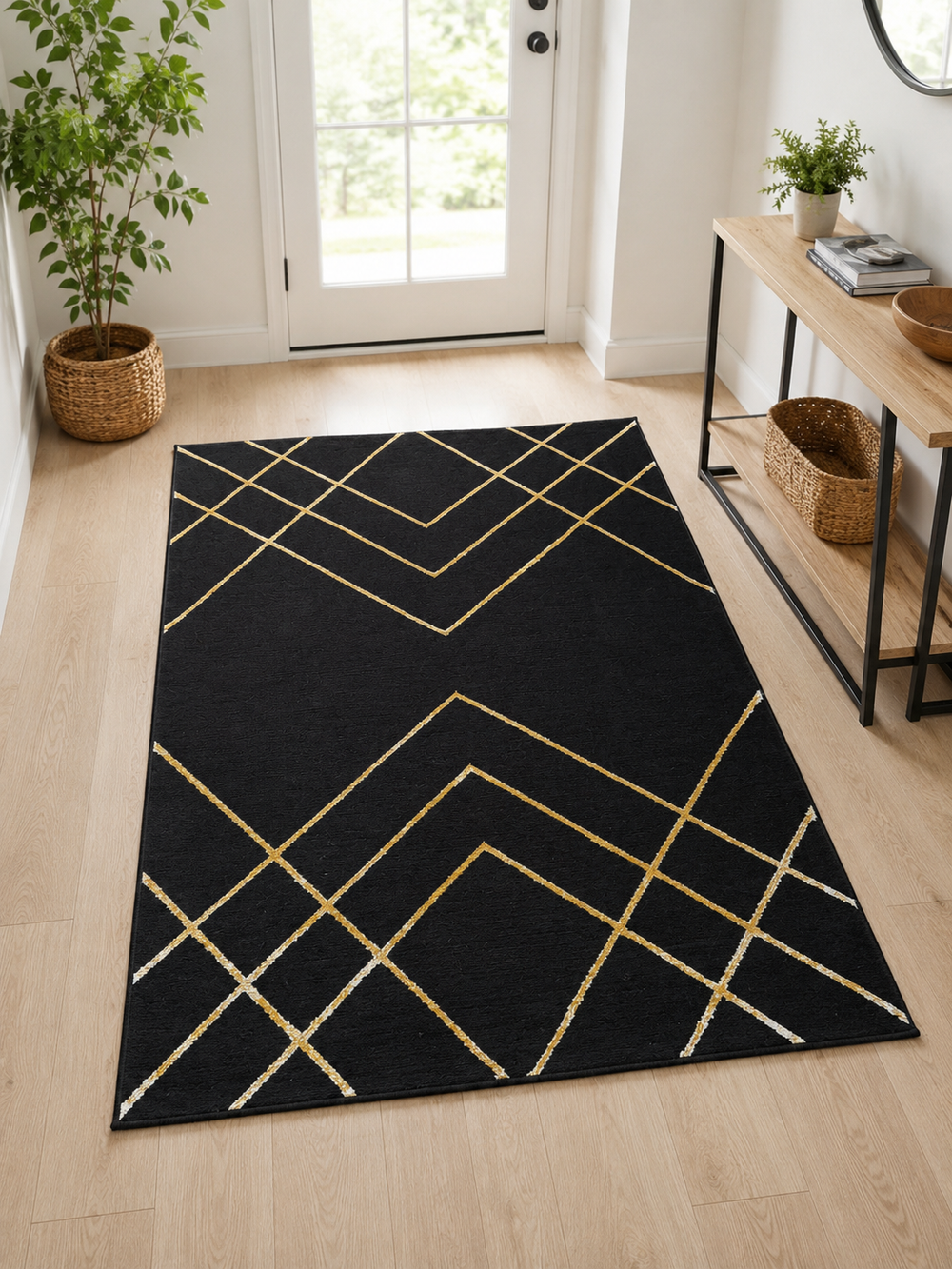 Gold Line Chevron Rug
