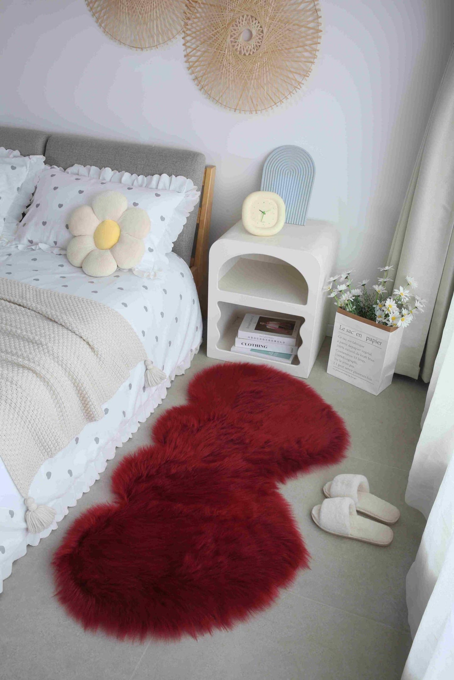 FAUX FUR Rug DOUBLE HEART