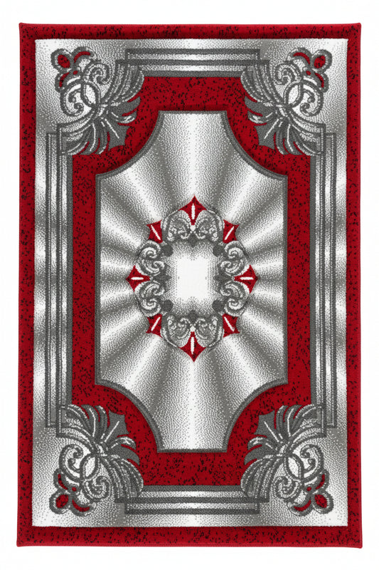 Elegance Area Rug – Red, Grey, and White (3x4)
