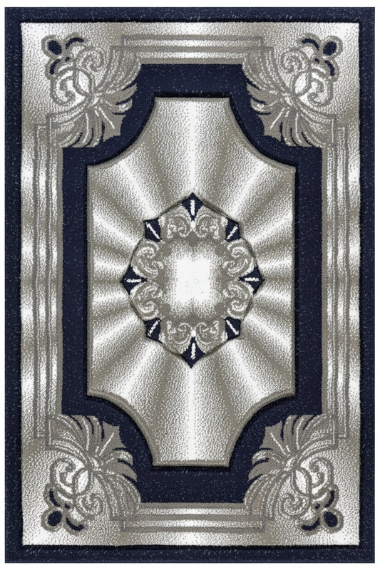 Elegance Area Rug – Navy Blue, Grey, and White (3x4)