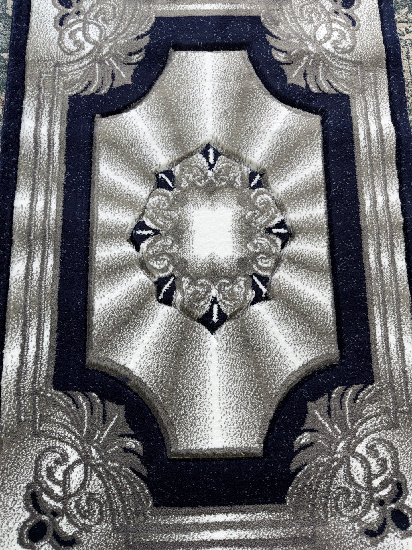 Elegance Area Rug – Navy Blue, Grey, and White (3x4)