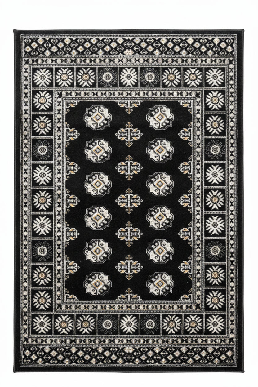 Heritage Area Rug – Black, Grey, and Cream (3x4)