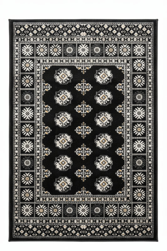 Heritage Area Rug – Black, Grey, and Cream (3x4)