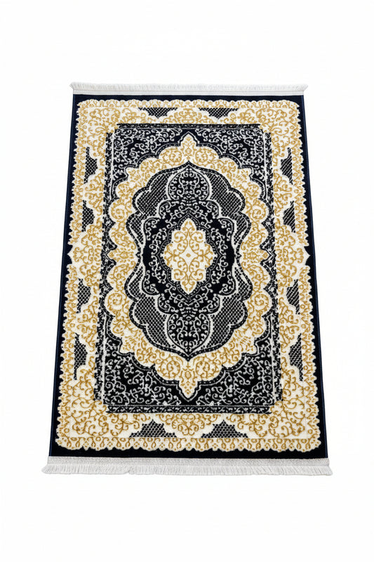 Royal Area Rug – Navy Blue, Gold, and Cream (3x4)