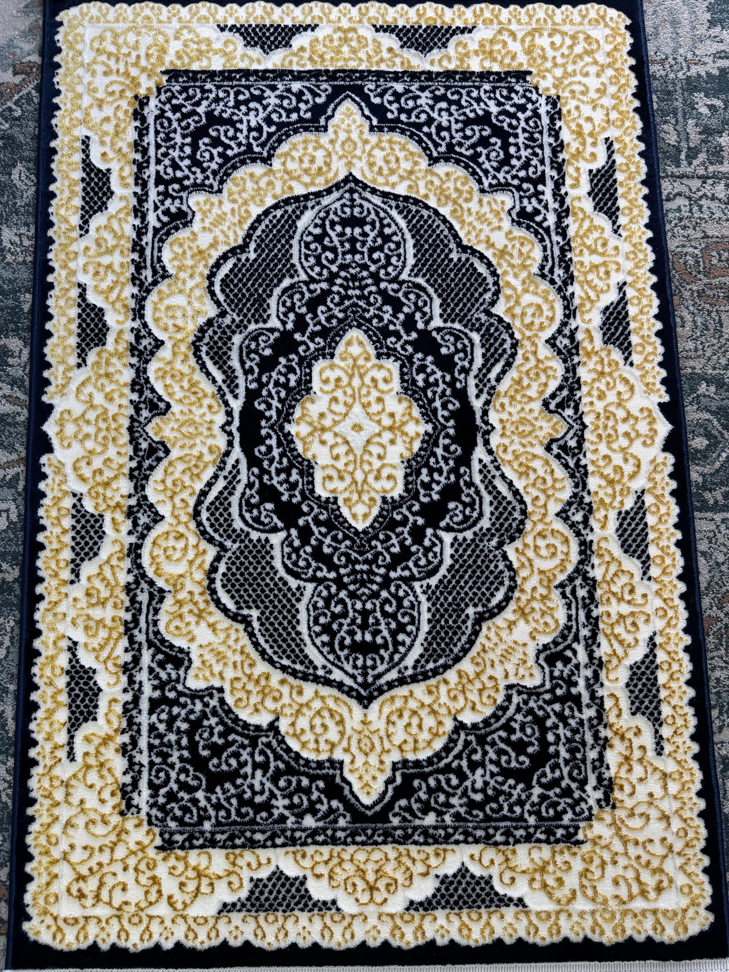Royal Area Rug – Navy Blue, Gold, and Cream (3x4)