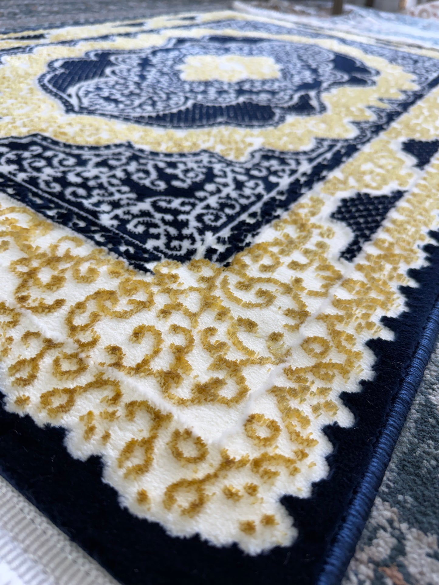 Royal Area Rug – Navy Blue, Gold, and Cream (3x4)