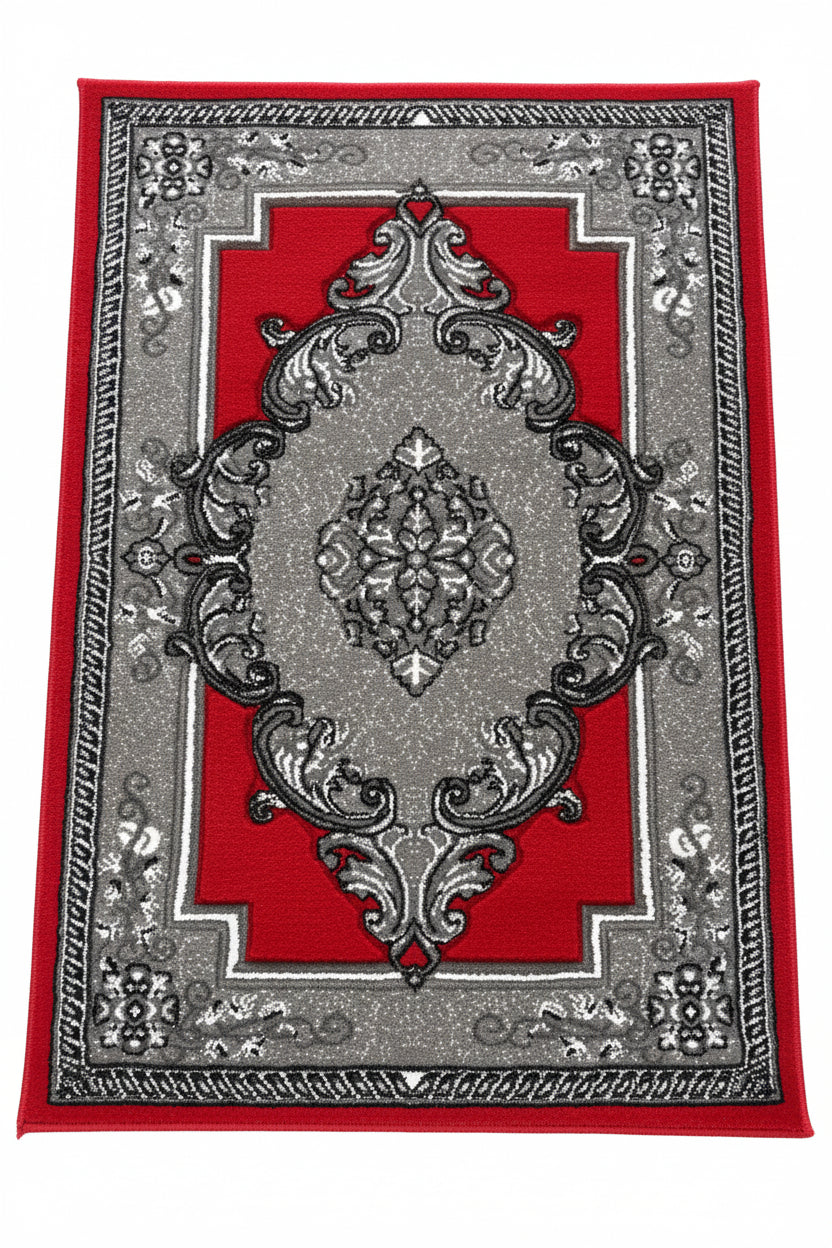 Noble Area Rug – Red, Grey, and White (3x4)