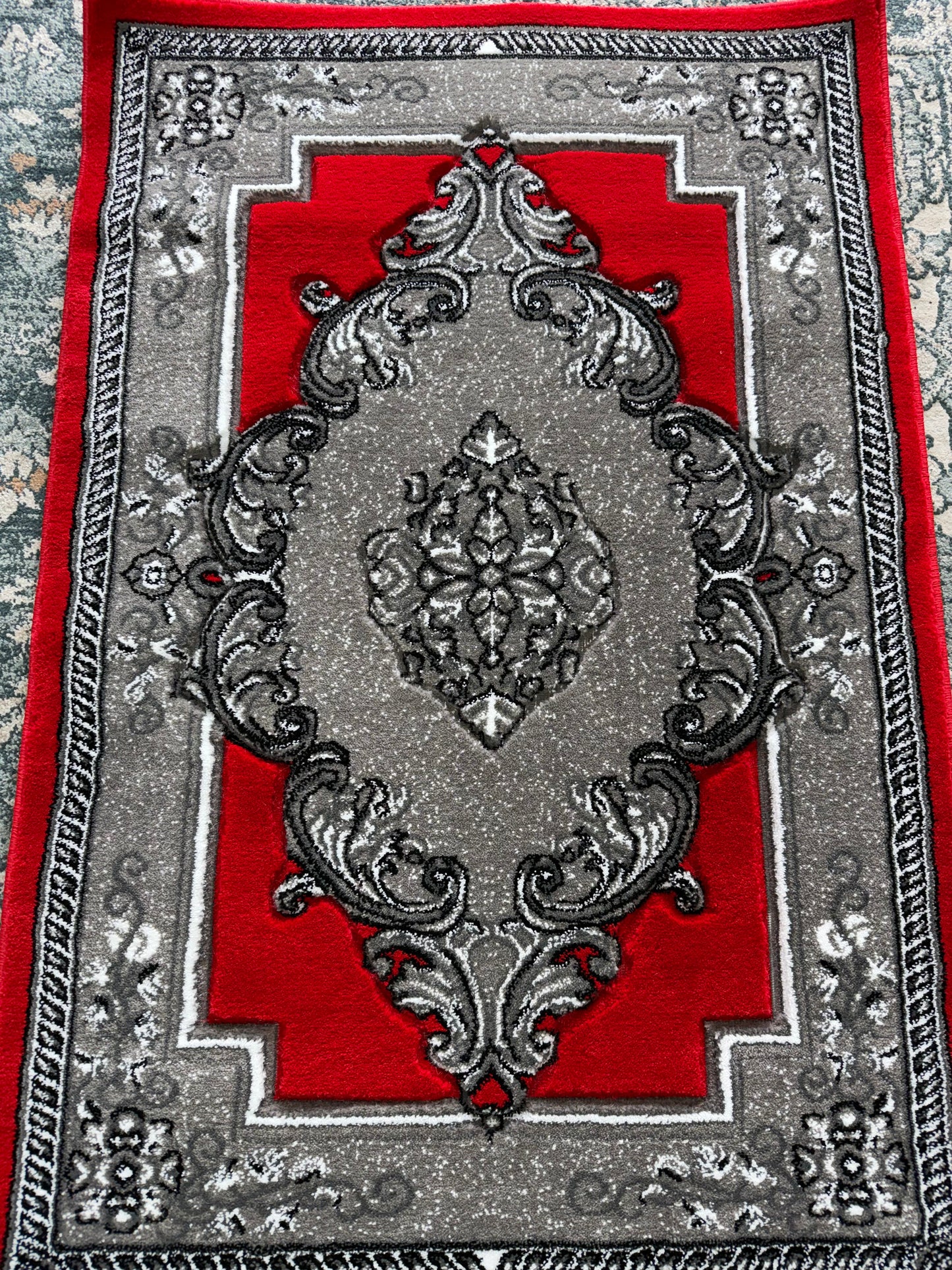 Noble Area Rug – Red, Grey, and White (3x4)