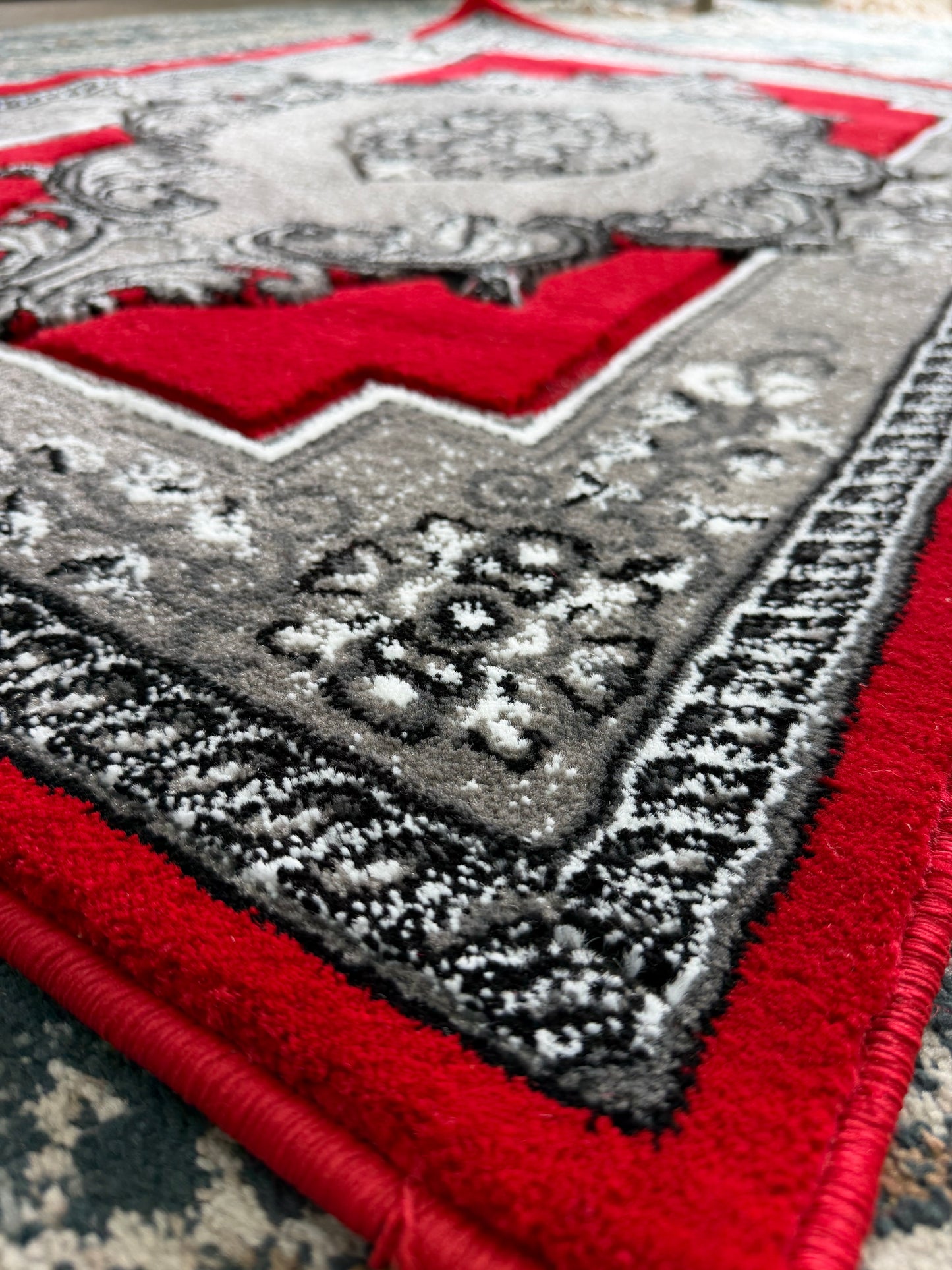 Noble Area Rug – Red, Grey, and White (3x4)