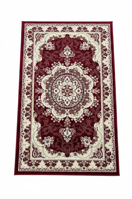 Dynasty Area Rug – Red, Cream, and Beige (3x4)