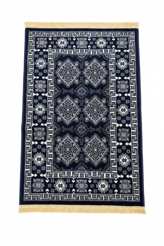 Tribal Area Rug – Navy Blue and Cream (3x4)
