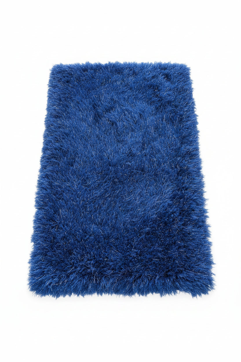 Shaggy Shimmer Area Rug – Royal Blue and Silver (3x4)
