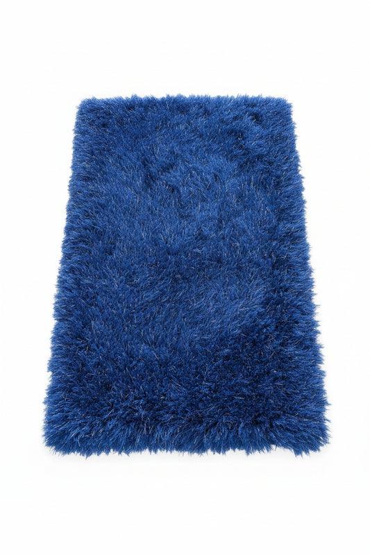 Shaggy Shimmer Area Rug – Royal Blue and Silver (3x4)