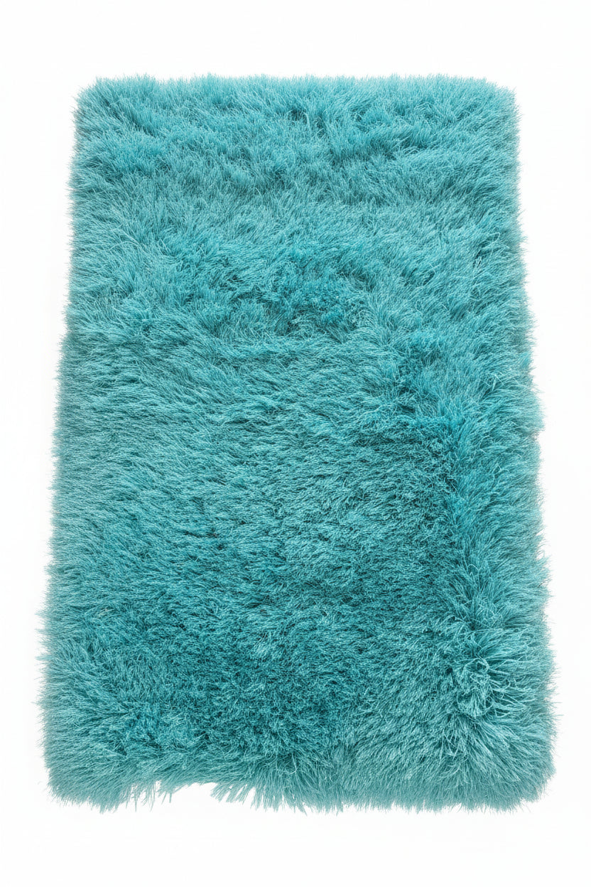 Shaggy Shimmer Area Rug – Turquoise and Silver (3x4)