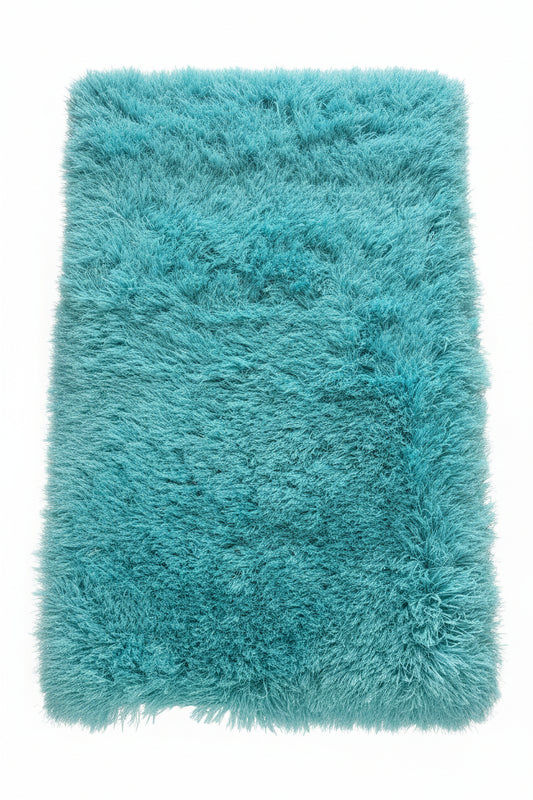 Shaggy Shimmer Area Rug – Turquoise and Silver (3x4)