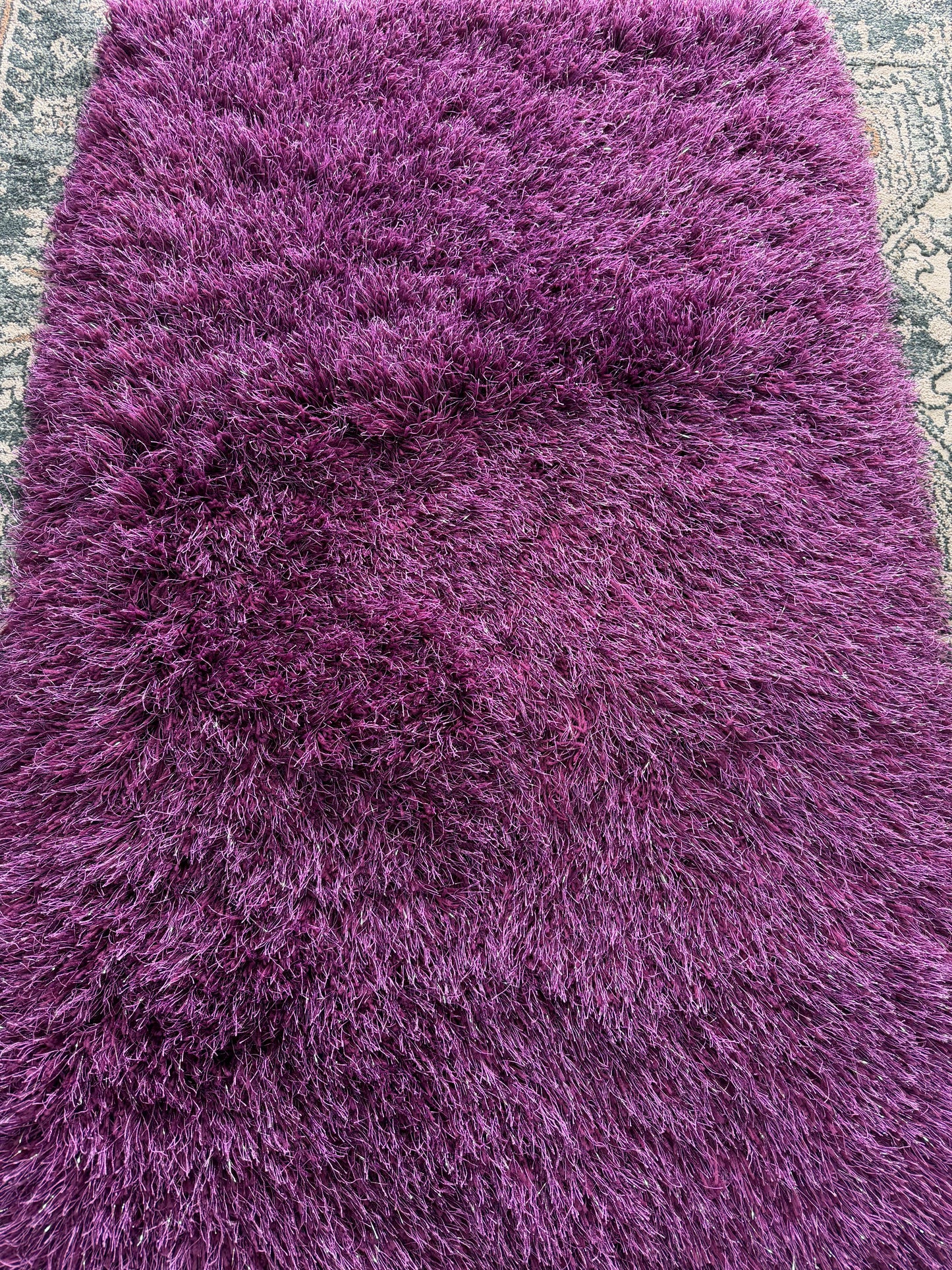 Shaggy Shimmer Area Rug – Purple and Silver (3x4)