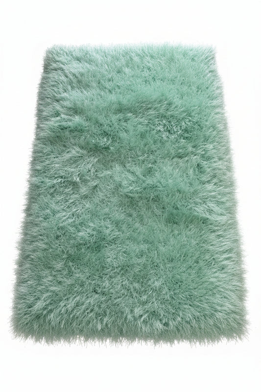 Shaggy Shimmer Area Rug – Mint Green and Silver (3x4)