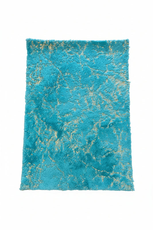 Riviera Area Rug – Turquoise and Metallic Gold (2x3)