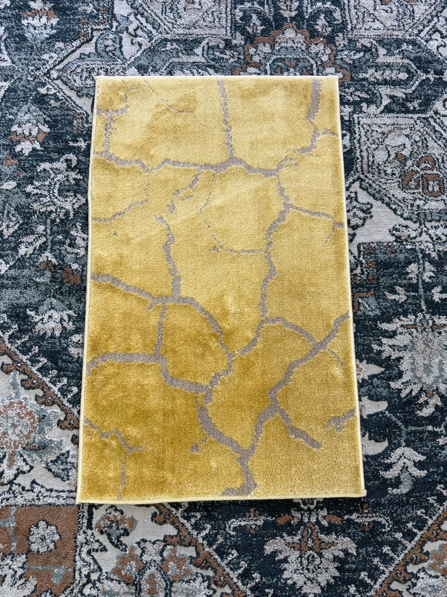 Matrix Shimmer Area Rug – Ochre Gold and Taupe Grey (2x3)
