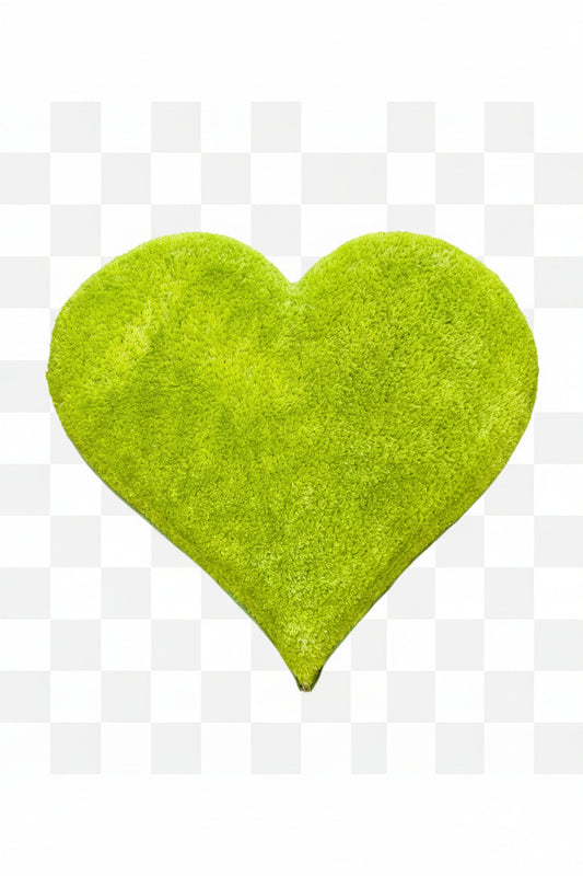 Chartreuse - Lime Heart Shag Area Rug (Heart-Shaped Accent Rug)