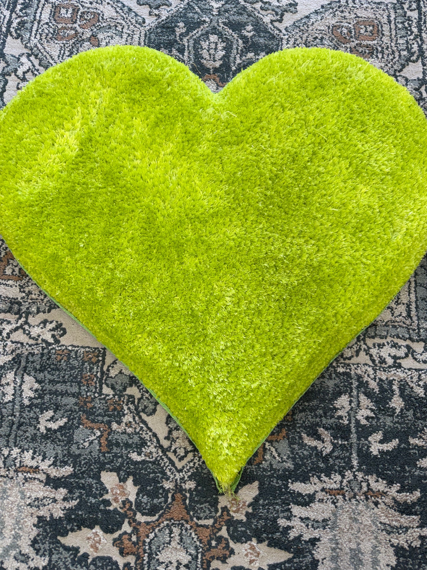 Chartreuse - Lime Heart Shag Area Rug (Heart-Shaped Accent Rug)