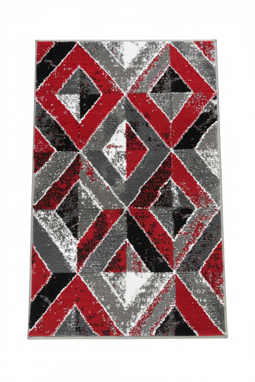 Regal Area Rug – Red, Black, and Grey (2x3)
