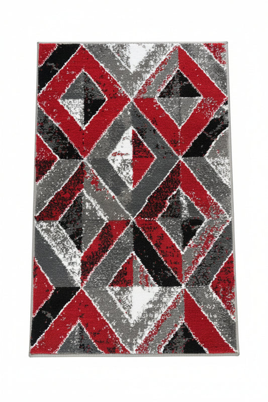 Regal Area Rug – Red, Black, and Grey (2x3)