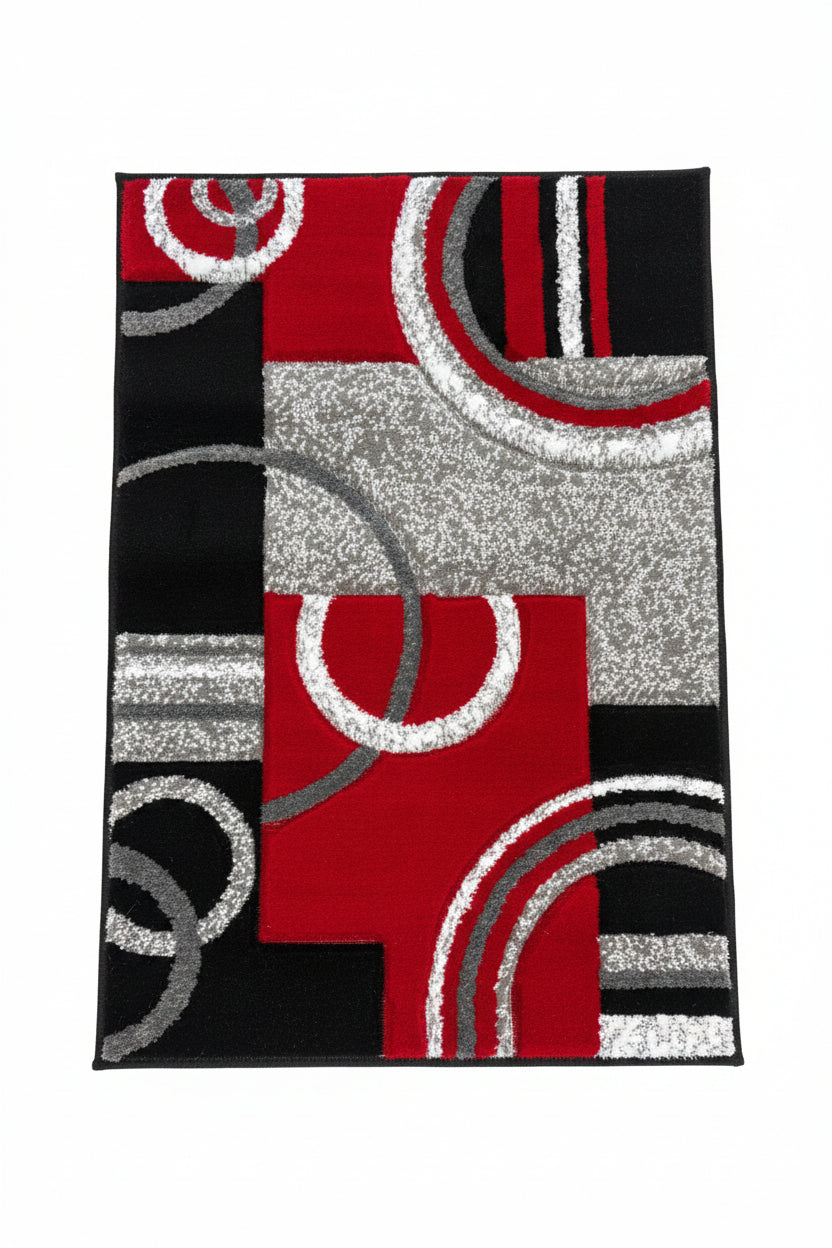 Regal Area Rug – Red, Black, and Grey (2x3)