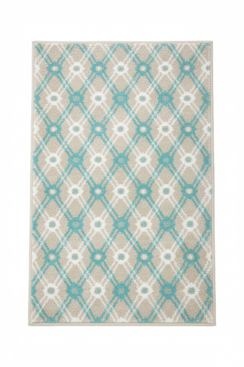 Oasis Area Rug – Cream, Tan, and Turquoise (2x3)