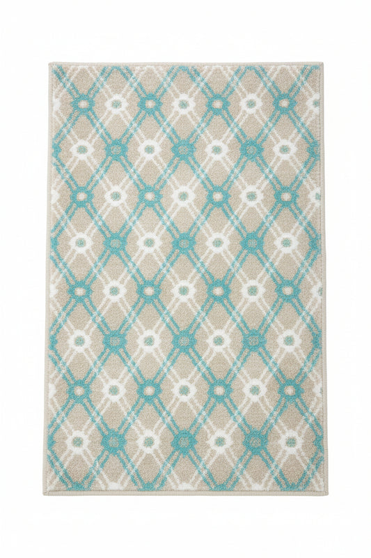 Oasis Area Rug – Cream, Tan, and Turquoise (2x3)