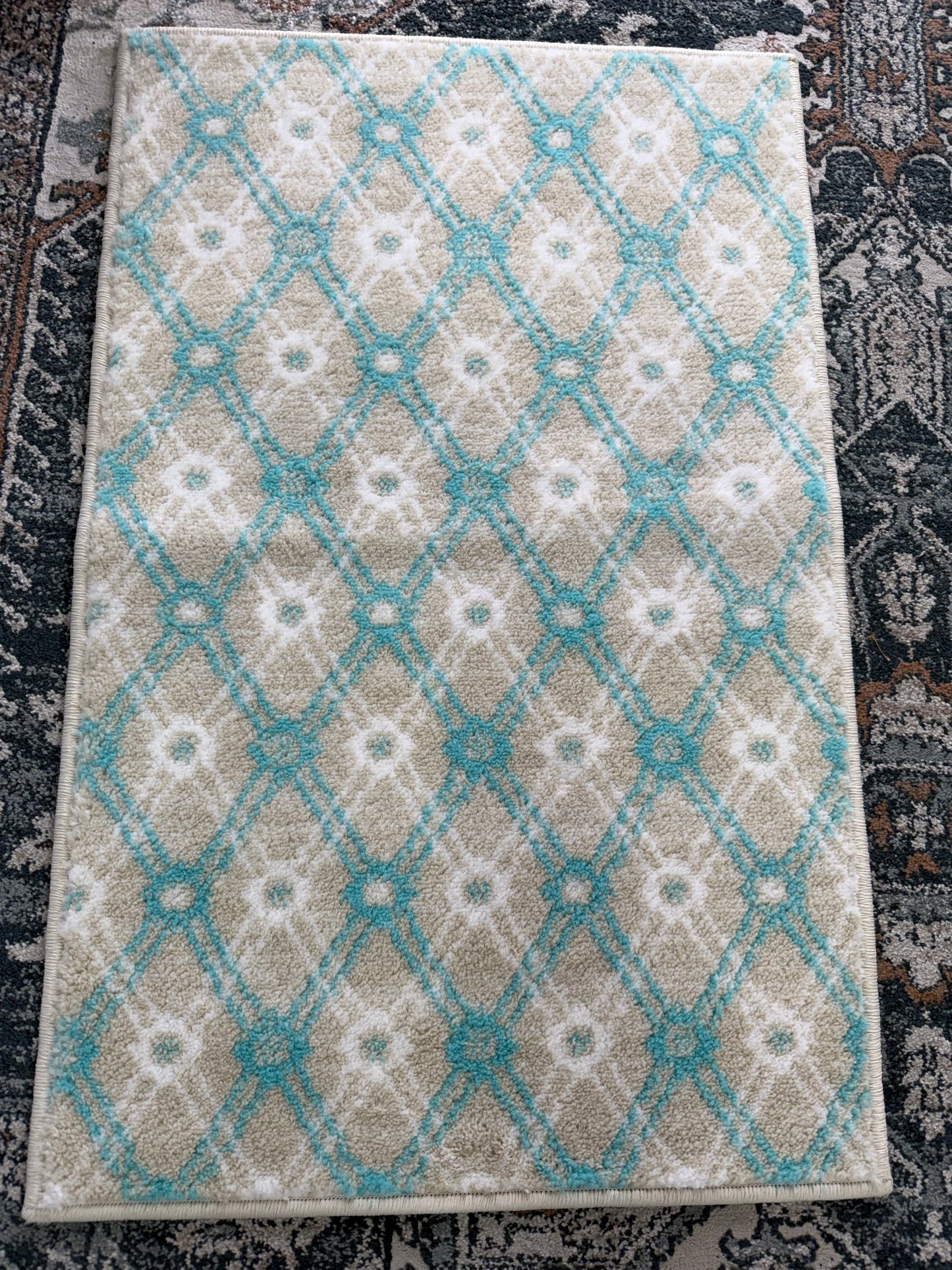 Oasis Area Rug – Cream, Tan, and Turquoise (2x3)