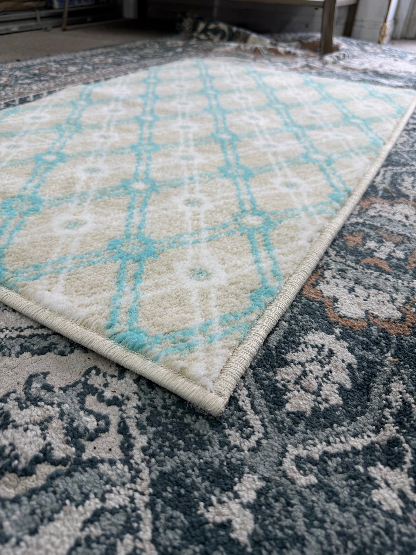Oasis Area Rug – Cream, Tan, and Turquoise (2x3)