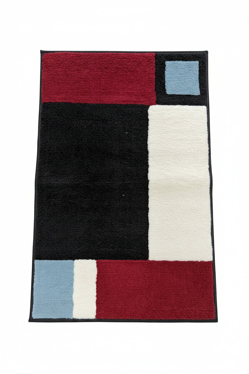 Oasis Area Rug – Burgundy, Black, White, and Light Blue (2x3)
