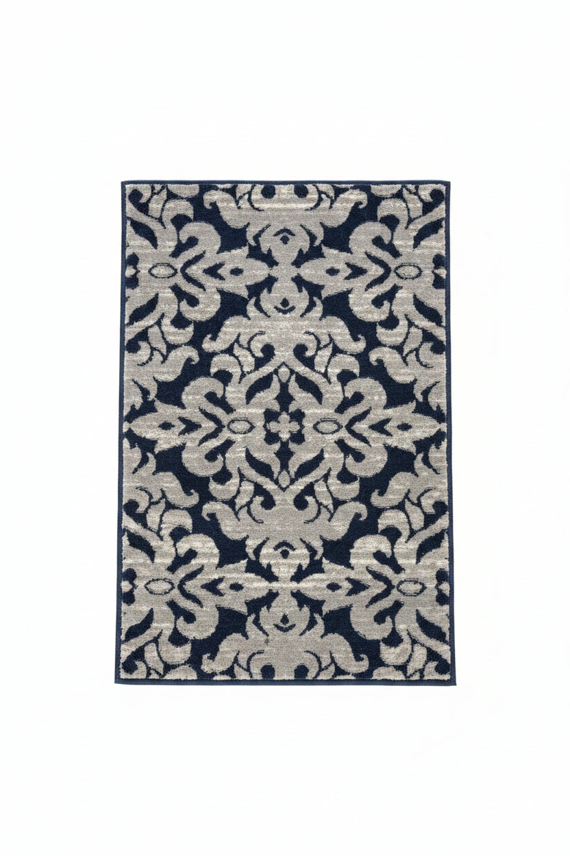 Oasis Area Rug – Navy Blue and Grey (2x3)
