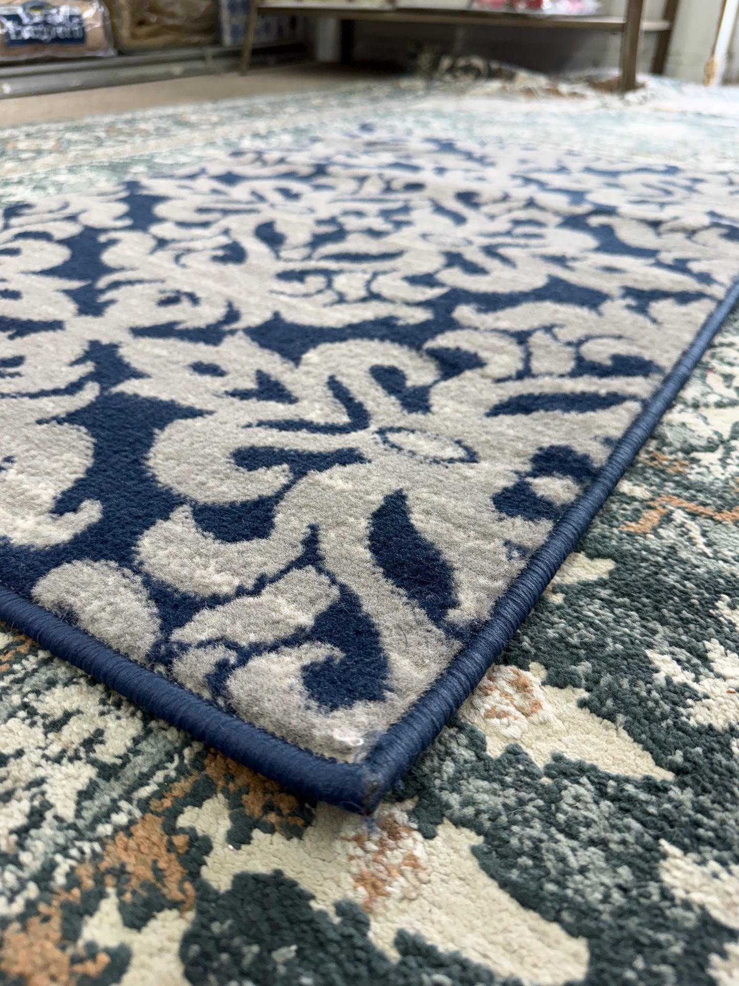 Oasis Area Rug – Navy Blue and Grey (2x3)