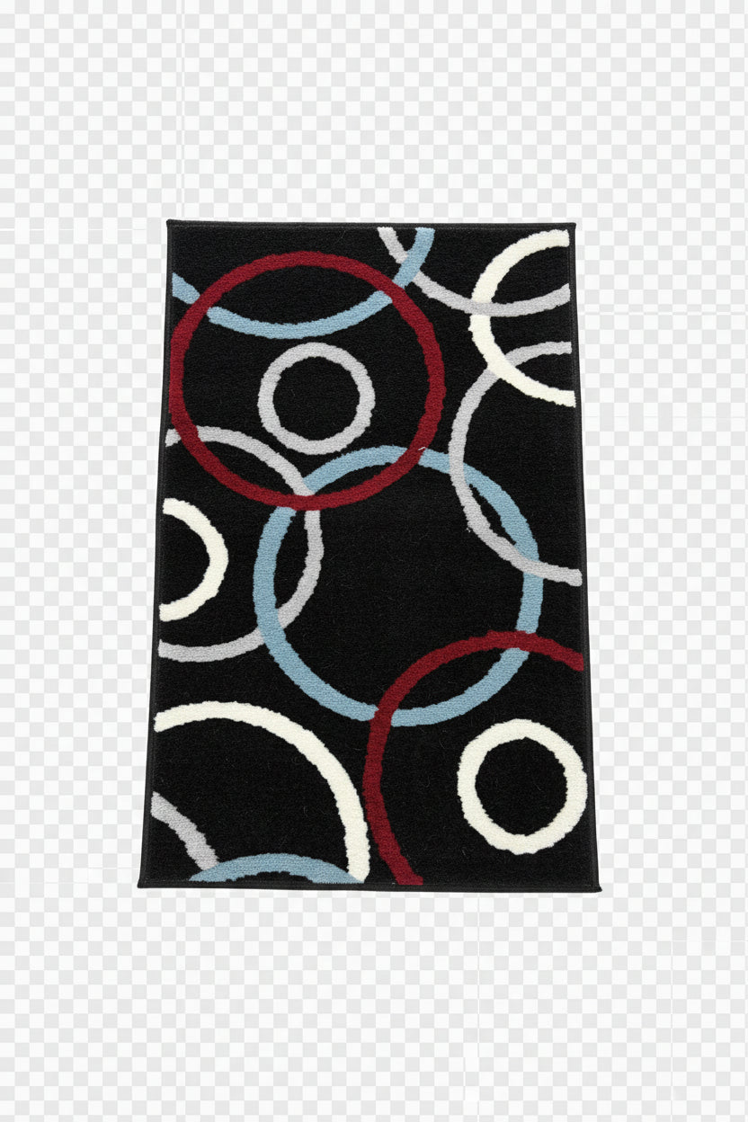 Oasis Area Rug – Black, Burgundy, and Light Blue (2x3)