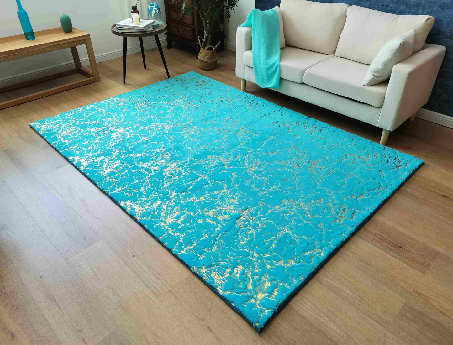 TIMMY-S SHAGGY Rug TD3396-B6-TEAL+GOLD